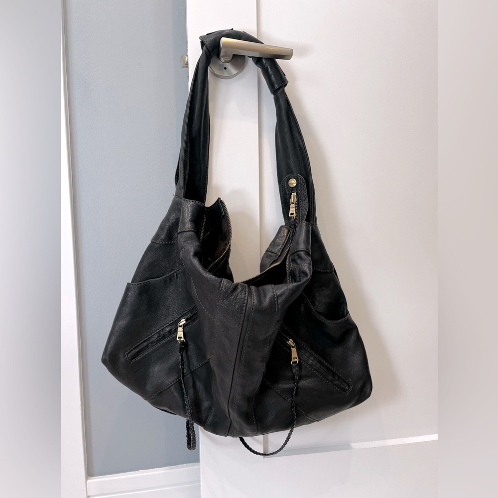 Large Black Hobo Bag by Andrew Marks